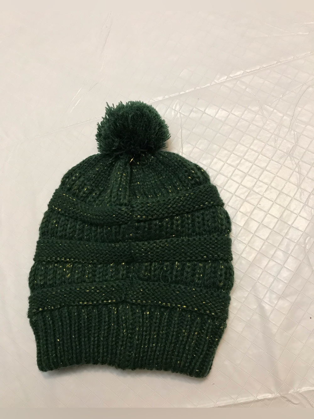 Womenβs Pom-Pom Knit Beanie in Deep Green